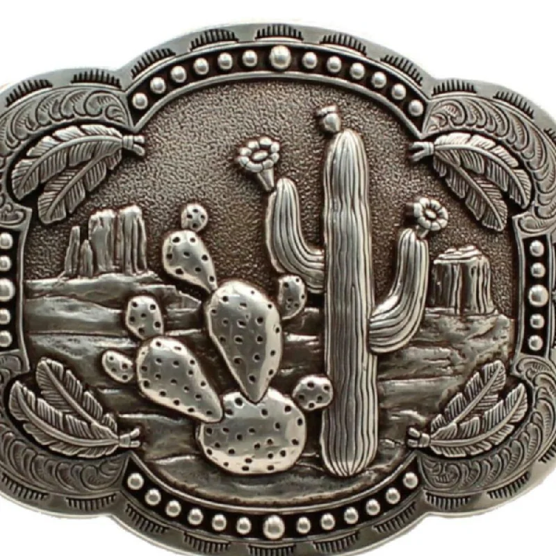 Blazin Roxx Women's Cacti & Feathers Silver Belt Buckle