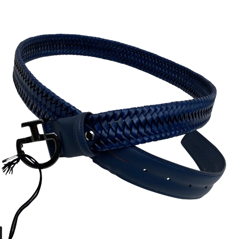 Cavalleria Toscana Elastic Leather Belt in Cobalt - Unisex Large