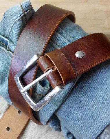 Cool Handmade Brown Leather Mens Belt Leather Belt for Men