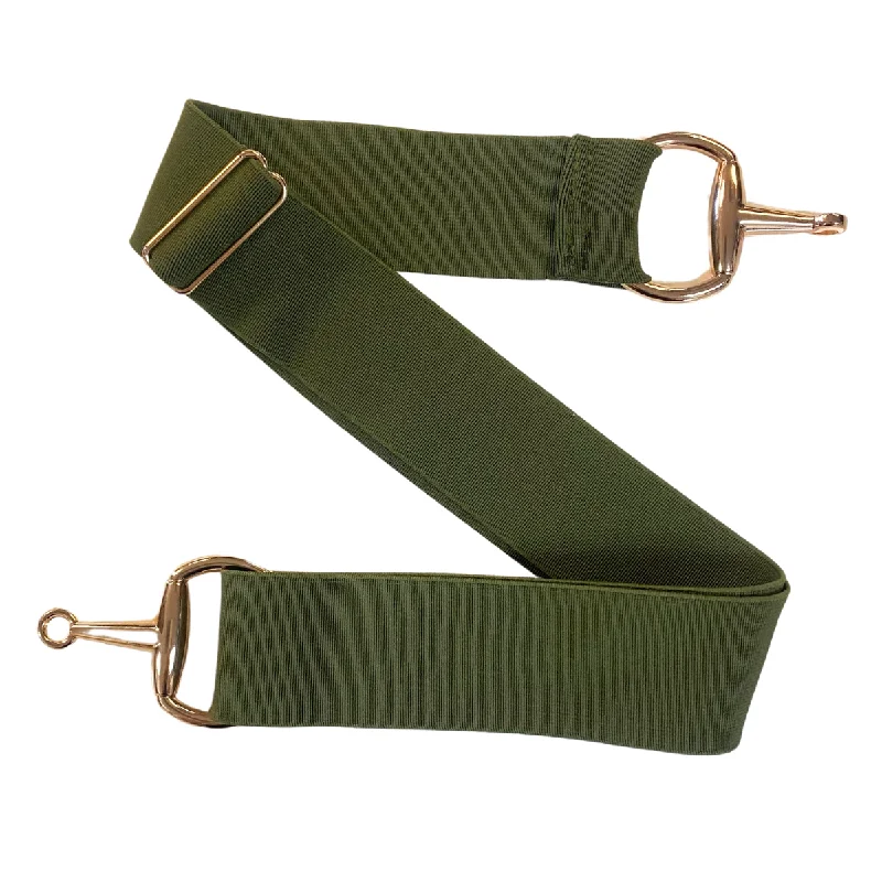 Elastic Snaffle Bit Belt in Olive Green - One Size