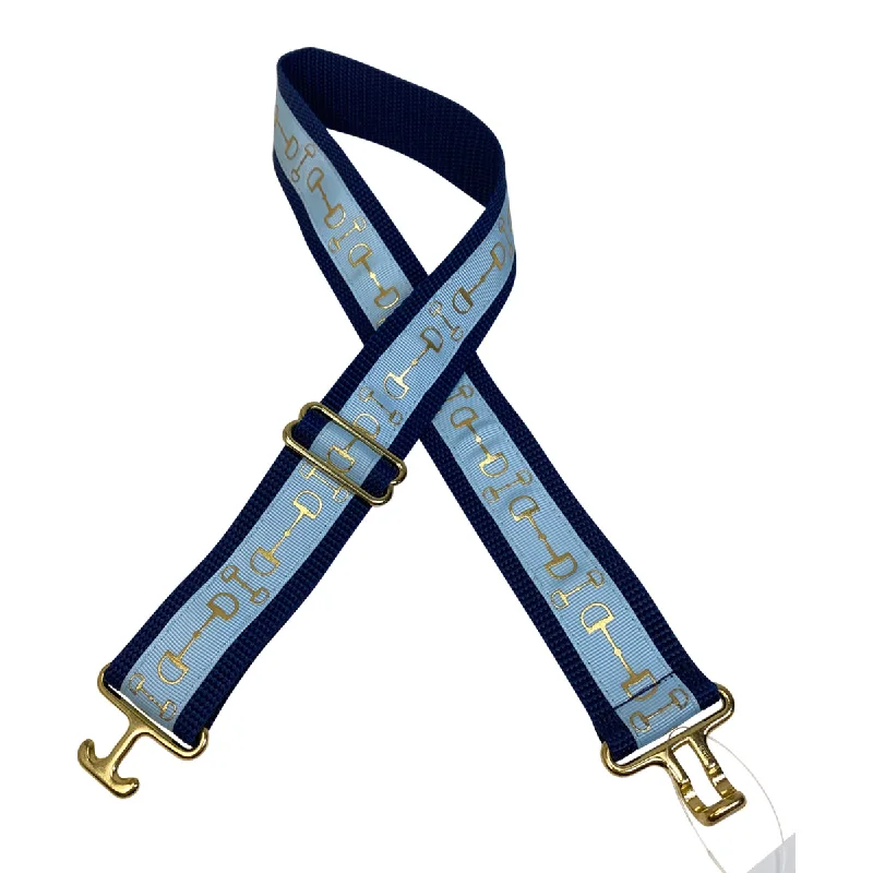 Nylon Ribbon Belt in Blue/Gold Snaffle - Adjustable