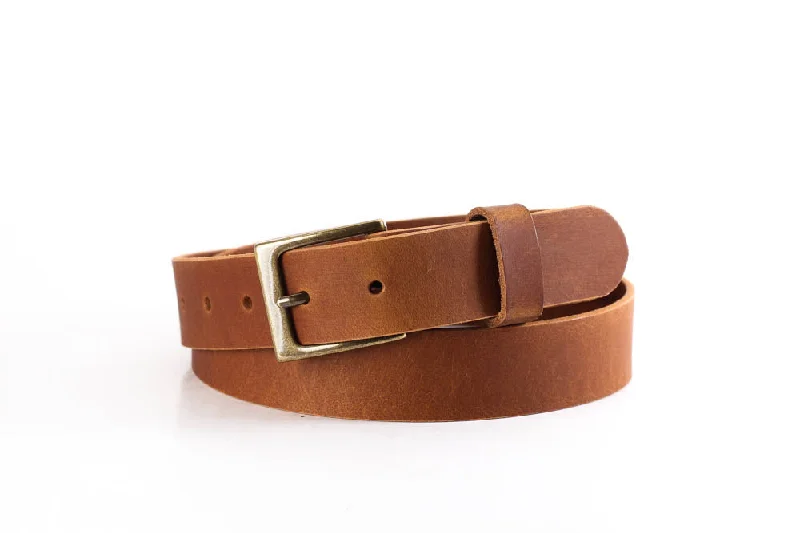 Full Grain Men's or Women's Genuine Buffalo Leather Belt Russet 1 1/4" Wide Dress or Casual Belt Made in USA