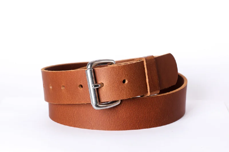 Full Grain Genuine Buffalo Russet Color Men's or Women's Casual Belt 1 1/2" Wide Made in USA