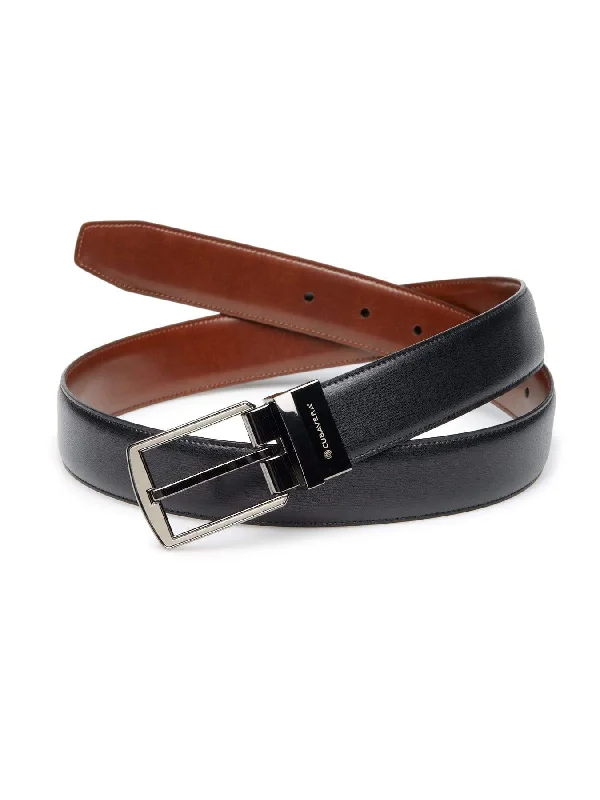 Genuine Leather Reversible Belt with Gunmetal Buckle