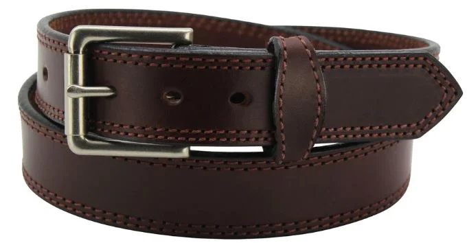 Gingerich Belts Men's Chocolate Brown Double Stitched Leather Belt Style 8018-36