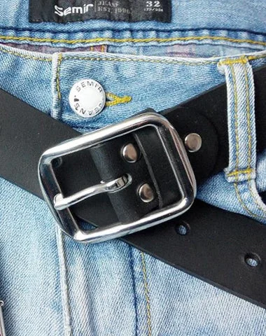 Handmade Black Leather Mens Belt Leather Belt for Men