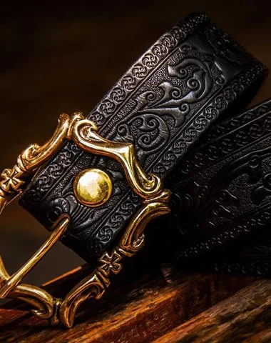 Handmade Black Leather Mens Belts Custom Cool Leather Men Belt for Men