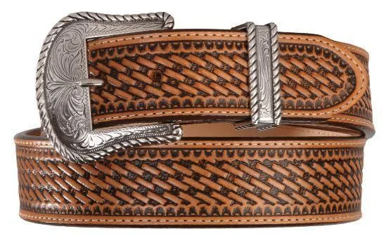 Leegin Mens Justin Bronco Basketweave Leather Belt Style C12264