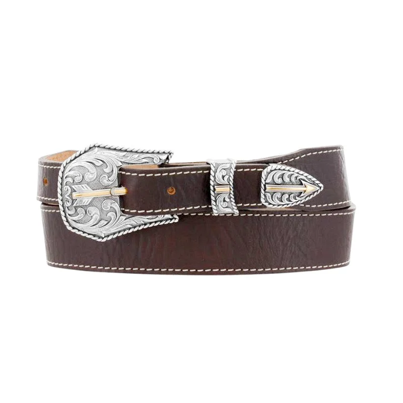 Leegin Mens Western Belt Broken Arrow Brown Style C13745