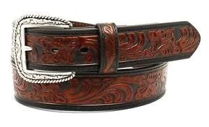 MF Western Ariat Mens Emboss Black Tan Belt Style A1029267