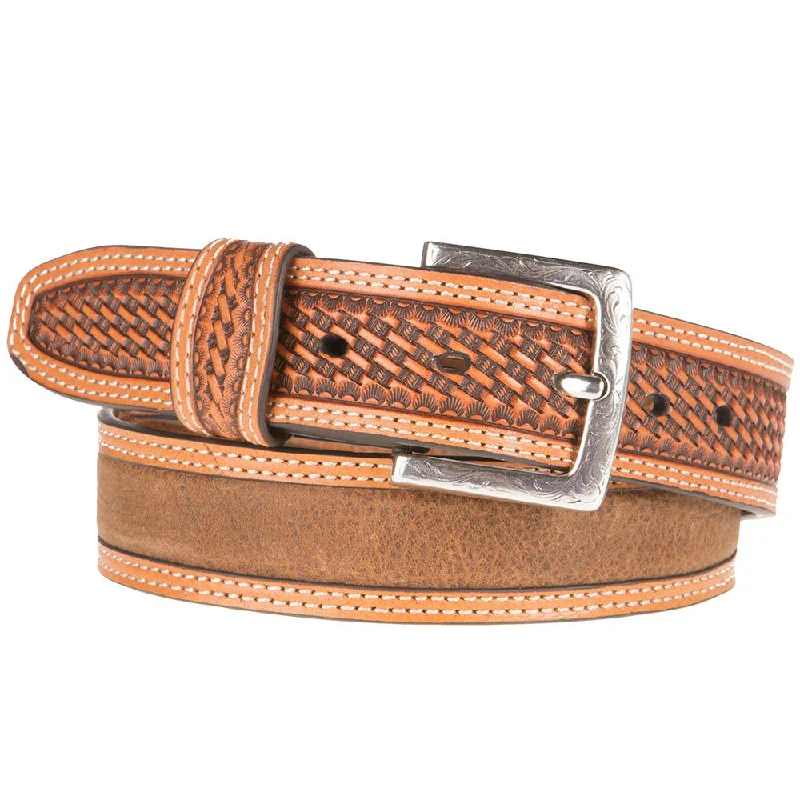 MF Western Ariat Mens Distressed Medium Brown Croc Belt Style A1032044