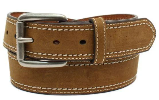 MF Western Ariat Mens Double Stitched Brown Belt Style A1029044