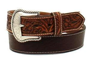 MF Western Ariat Mens Floral Embossed Leather Belt Style A1026602