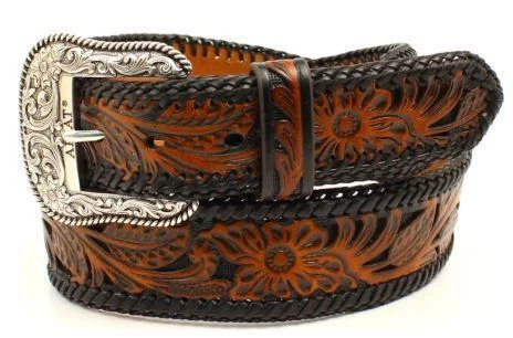 MF Western Ariat Men's Genuine Leather Embossed Floral Belt Style A10304107