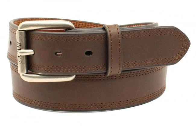 MF Western Ariat Men's Heavyweight Smooth Brown Leather Belt Style A1034802