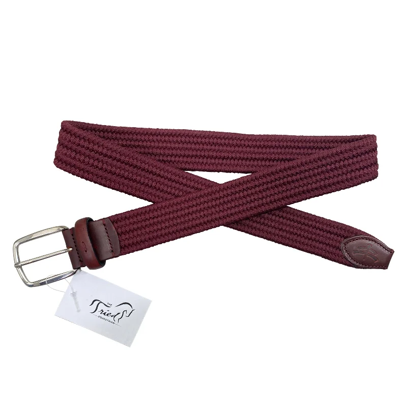 MakeBe Elastic Linen Belt in Bordeaux - XS/S