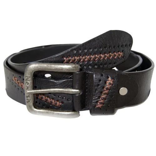 Stitched Black Leather Belt