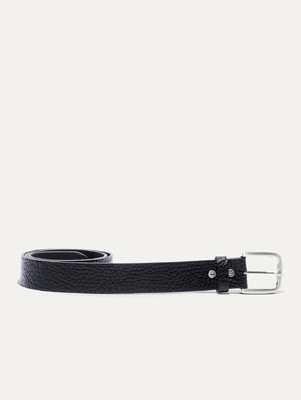 Shrunken American Bison Leather Belt - Black