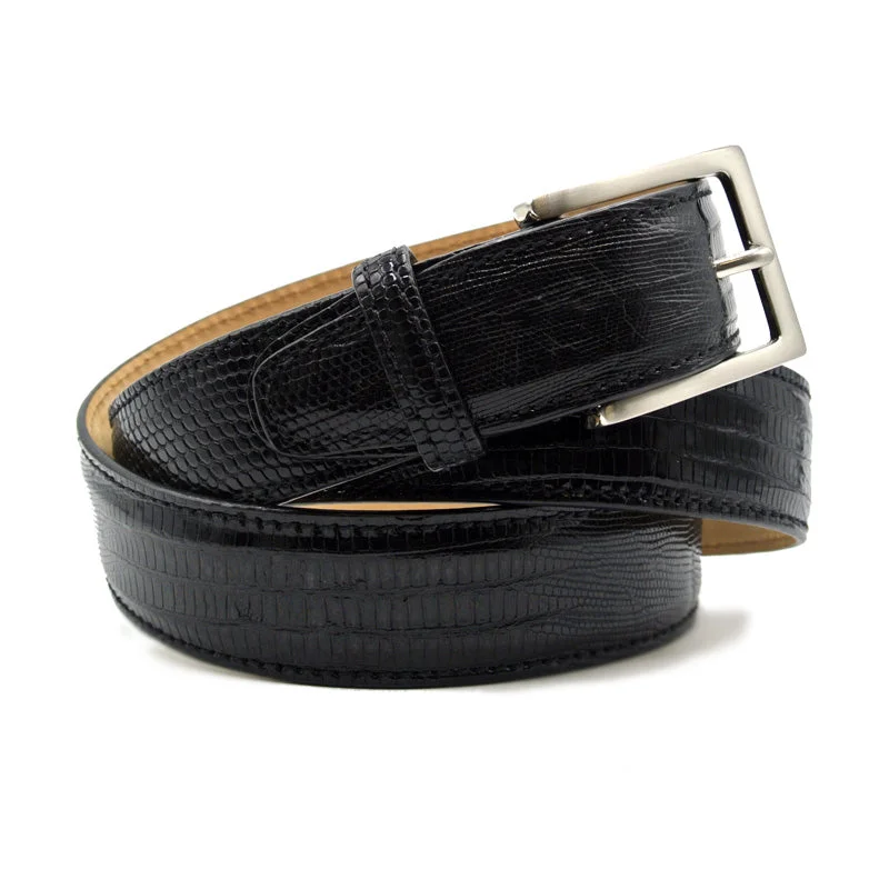 74-350-BLK BELT TEJU LIZARD, Black