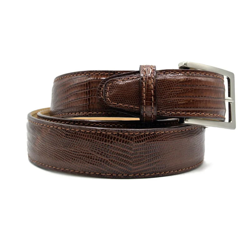 74-350-CGN BELT TEJU LIZARD, Cognac