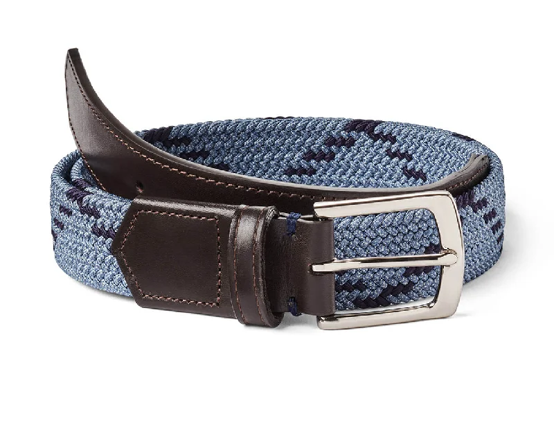 The Fischer Belt: Slate & Navy Dogleg Stripe