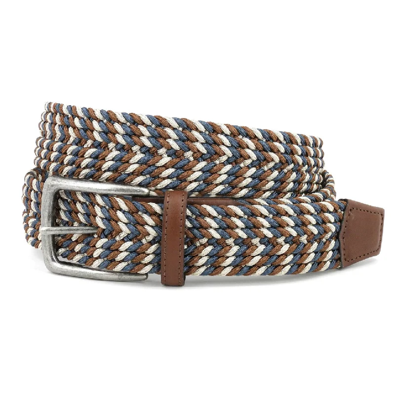 Torino Italian Braided Stretch Rayon Casual Belt - Blue Multi