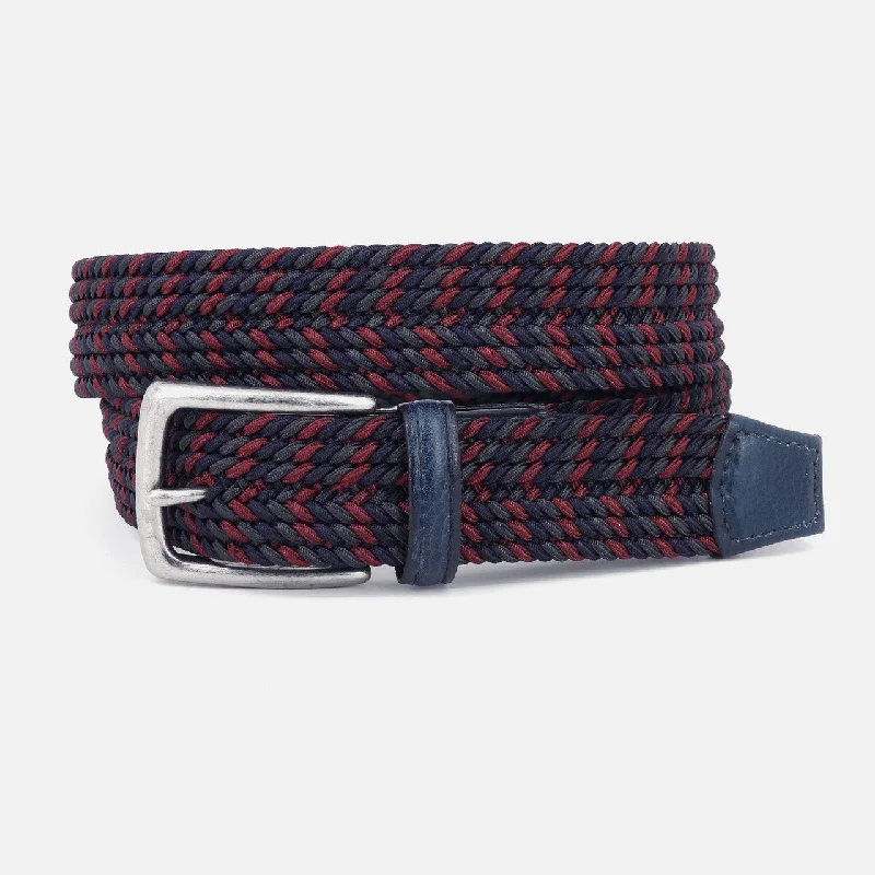 Torino Italian Braided Stretch Rayon Casual Belt - Navy Multi