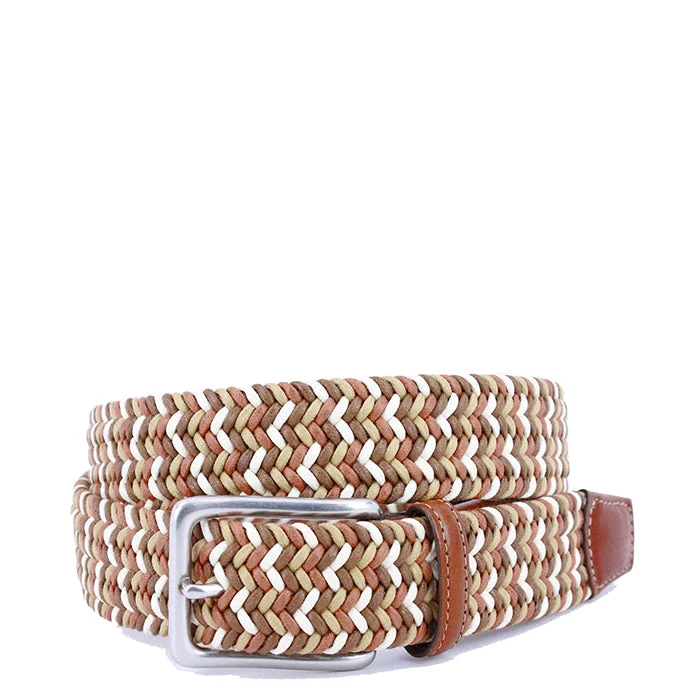 Torino Italian Woven Cotton Belt - Tan/Brown/Cream