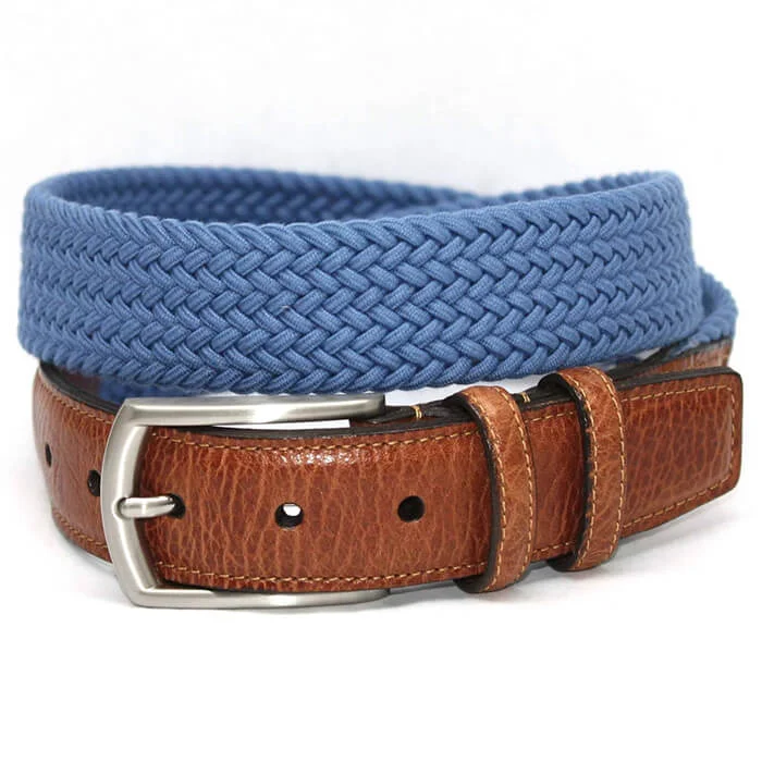 Torino Italian Woven Cotton Elastic Belt - Blue