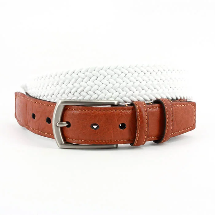 Torino Italian Woven Cotton Elastic Belt - White